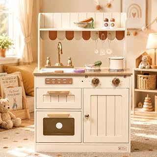 ROBUD Children's play kitchen with porcelain, pots, salad bowl and vegetables - suitable for children from 3 years old