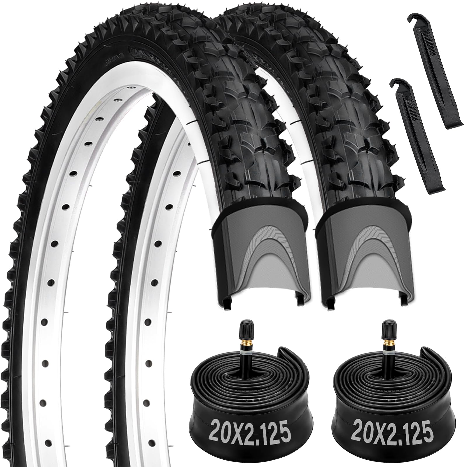 Bike Tires, Inch Folding Bicycle Tires and Tubes, 20 inch  Kids Bicycle Tire, Pack Puncture-Resistant Replacement Tires Schrader