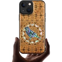 Carveit MagSafe for iPhone 13 Mini Wooden Case, Hand Inlay/Inlay, Natural Wood + Beautiful Shell Filled/Natural Shell Inlay + TPU, Phone 13 Mini Case, Built-in Magnetic iPhone 13 Mini Case, Wood Laser