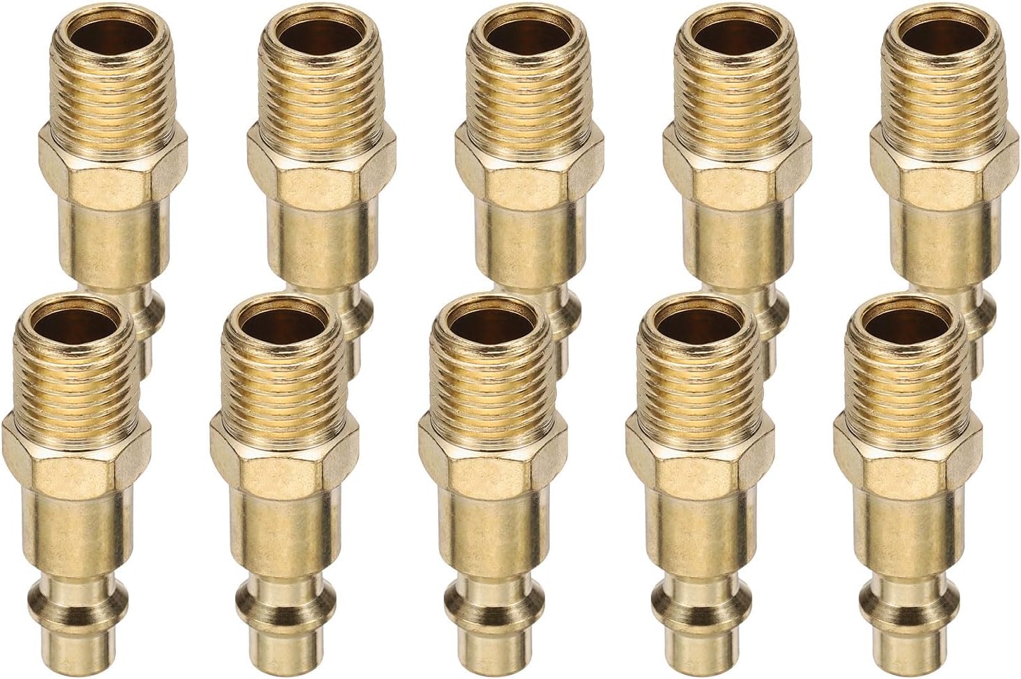 HARFINGTON 5pcs 1/4" NPT Male Industrial Air Hose Quick Connect Adapter Type M Air Coupler Plug for Air Tools and Air Compressor