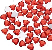 Vista 51 de MECCANIXITY 60 piezas de diamantes de imitación acrílicos de corazón de 0.59 pulgadas (0.591 in) con parte trasera plana, gemas de plástico