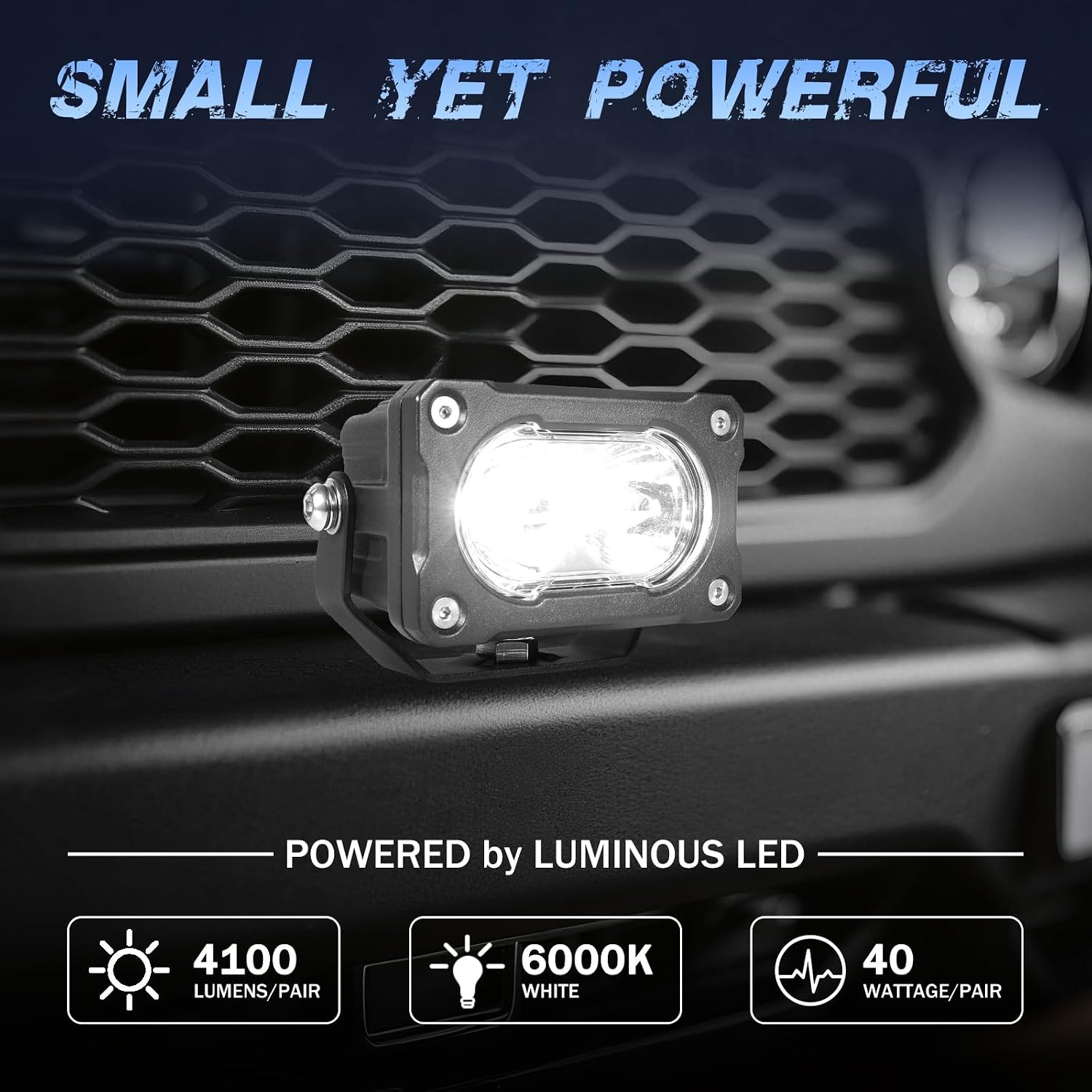 LED Pods, 2Pcs 40W 3 Inch Driving Lights Off Road Spot Lights Small LED Fog Light Pods Reverse Bumper Light for Truck Motorcycle UTV ATV Boat Surron
