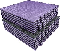 AIRHOP 0.79" Extra Thick High-Density EVA Foam Gym Mats - 48 Sq Ft 12PCS Interlocking 24x24" Puzzle Tiles for Home Gym Flooring, Black & Purple