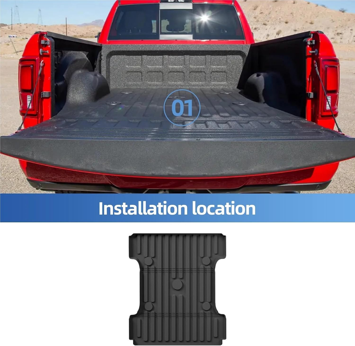 6.4FT Truck Bed Mat for Dodge RAM 2500/3500 2002-2025 2026 & Ram 1500 Classic 2019-2024 & 2002-2018 TPE 3D Pad Black