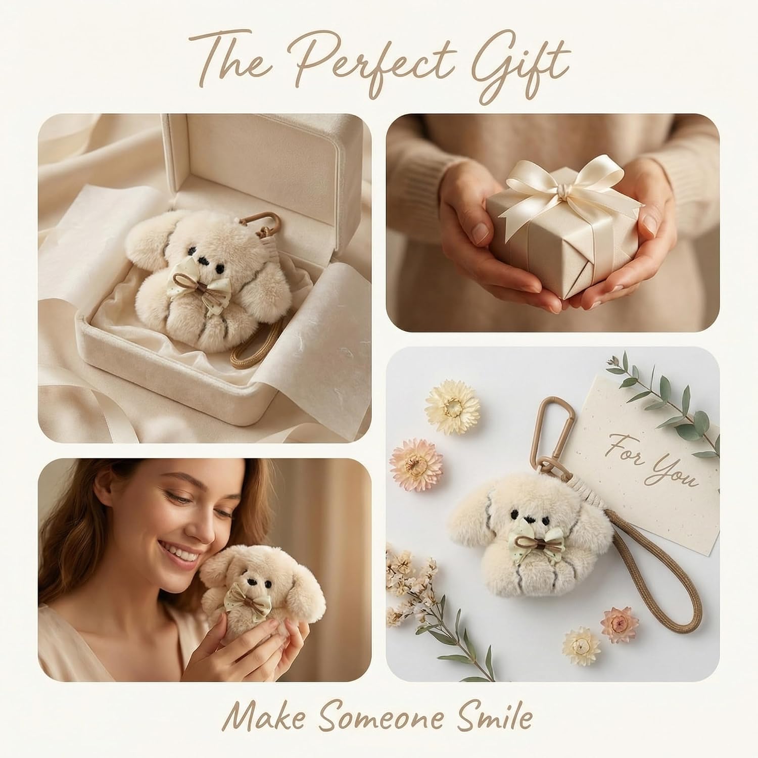 Plush Keychains, Cute Stuffed Animals Bag Charm for Girls Women, Kawaii Hanging Decor Gifts for Birthday Christmas image 4