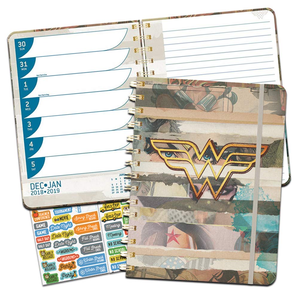 Wonder Woman Weekly Planner 2019 Set -- Deluxe Wonder Woman 2019 Weekly Monthly Planner with DateWorks Calendar Stickers (Spiral Bound, Hardcover; Wonder Woman Office Supplies)