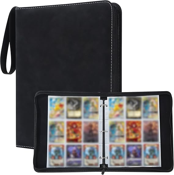 Raccoglitore Carte Magic,Album Porta Carte,Nero,50 Pagine 900 Raccoglitore di Carte,Design Con Zip,Album per Carte Portatili Per Per la raccolta di giochi, regali e carte sportive ﻿ (A-Nero)