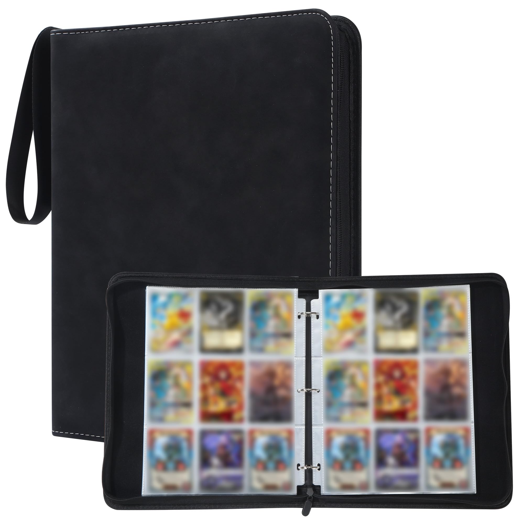 Raccoglitore Carte Magic,Album Porta Carte,Nero,50 Pagine 900 Raccoglitore di Carte,Design Con Zip,Album per Carte Portatili Per Per la raccolta di giochi, regali e carte sportive ﻿ (A-Nero)