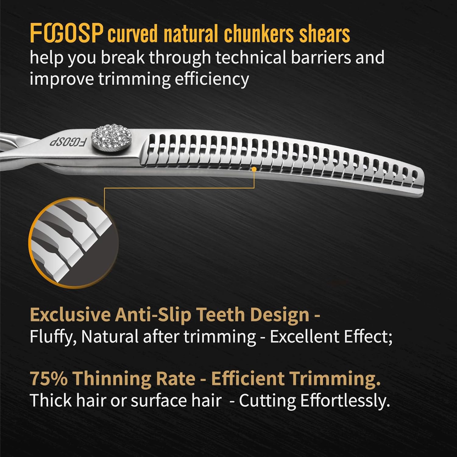 Professional Curved Natural Chunkers Dog Grooming Scissors 7'' Curved Comb Thinning Shears for Dogs Pet 27 Teeth Japan VG10 Sharp and Durable