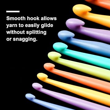 NiArt Crochet Hooks Set 12 Ergonomic Plastic 2-10mm Yarn Knitting Needles