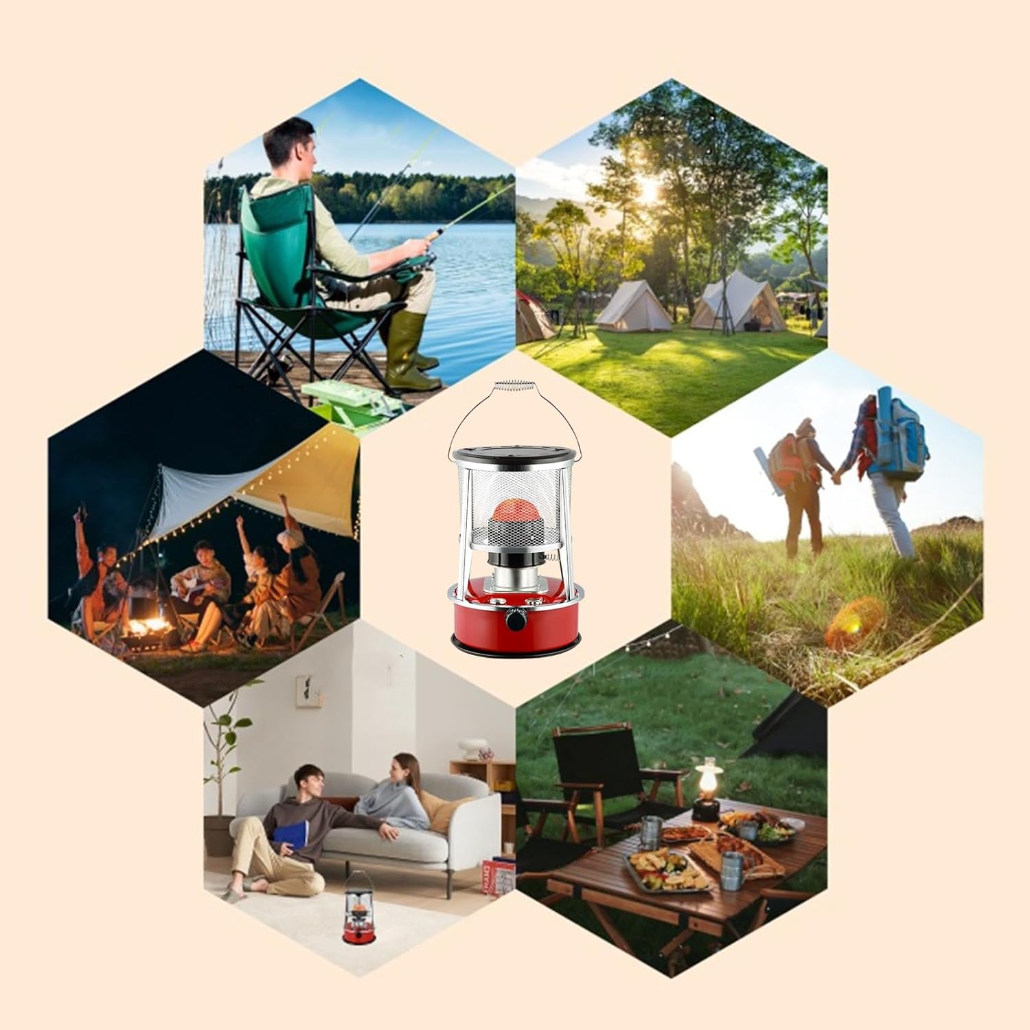 Indoor Heater Non Electric, 9000btu Portable Multifunctional Erosene Heaters for Indoor Use, Efficient Non Electric Heater, Adjustable Height & Flame Camping for Outdoor Use, Ice Fishing Camping (C#)