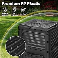 Vista 7 de Happygrill Contenedor de compostaje para exteriores, caja de compostaje con tapa superior con pestillo, compostador de 80 galones para desechos