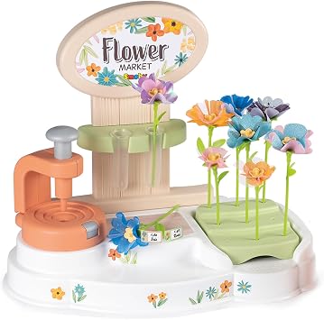 Smoby Flower Market - Kids DIY 100 Piece Set, Build Your Own Fabric Flower Bouquets, Arts & Crafts for Ages 3+