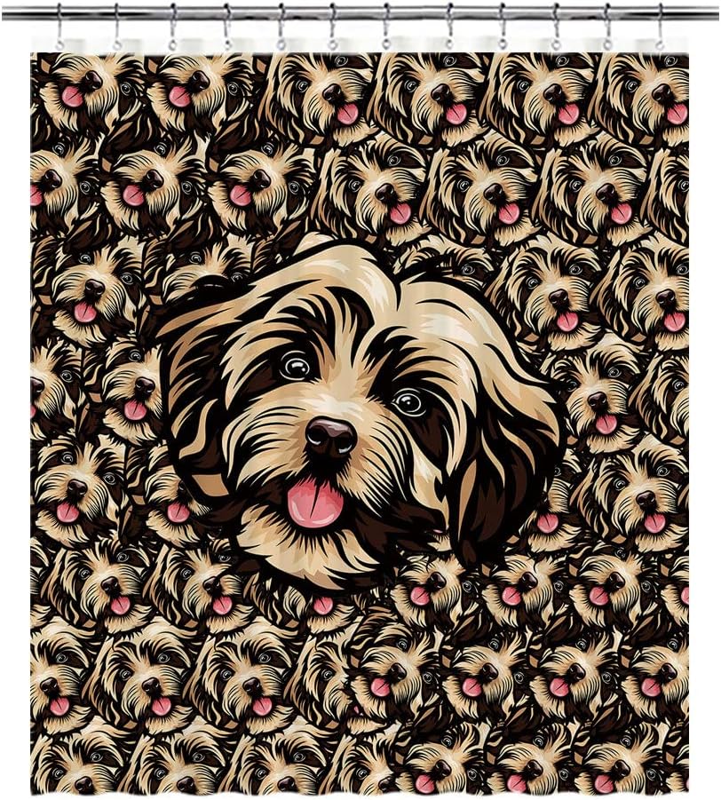 Jack Russell Terrier Dogs Shower Curtain Pet's Mash Face for Kids Dog Lovers Bathroom Decor Set Waterproof Fabric with 12 Hooks 80x72 Inch