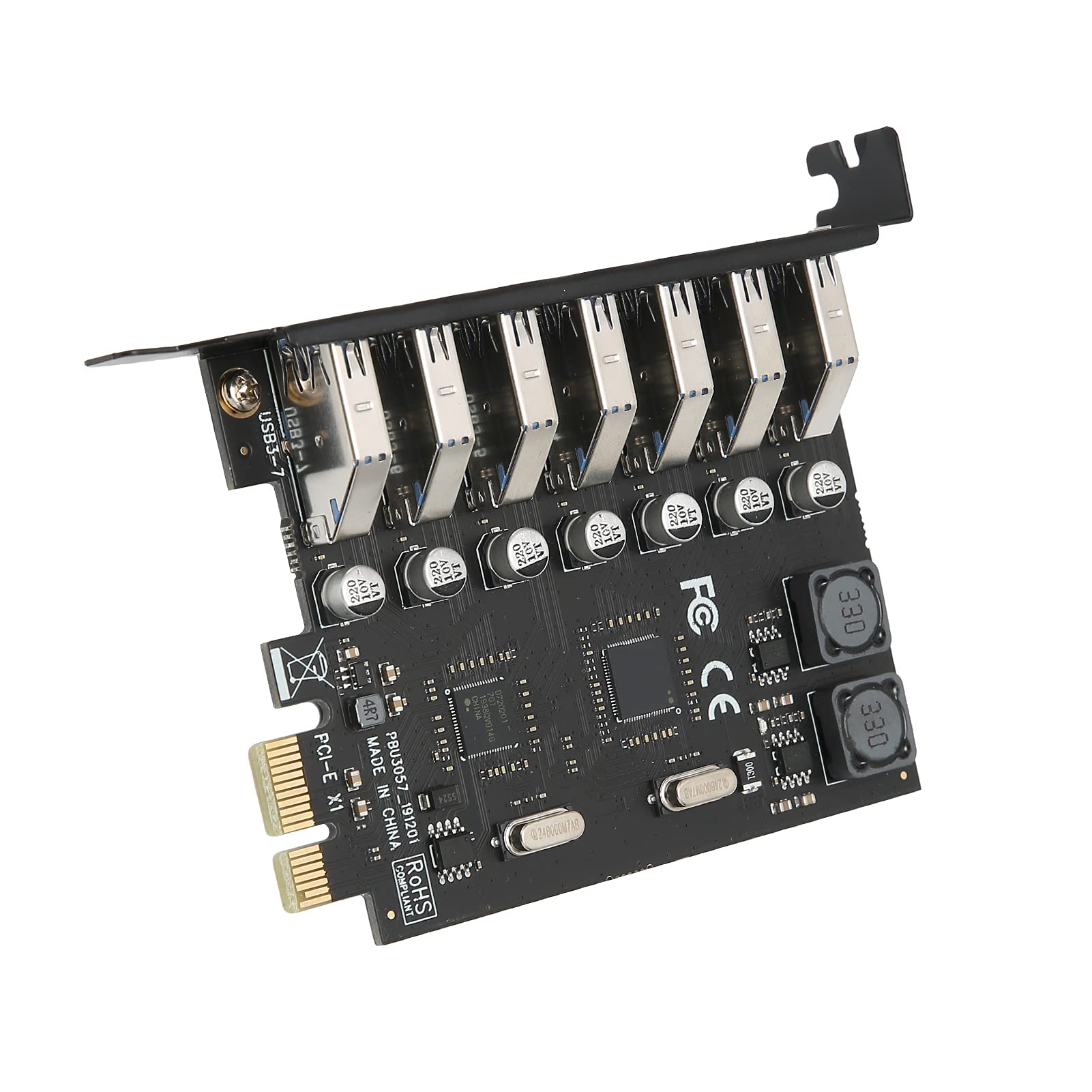 7-portowa karta rozszerzeń, PCI do USB30. Karta rozszerzeń, 5 Gb/s USB30. Karta rozszerzeń z własnym zasilaniem, kompatybilna z kartą kontrolną, dla systemu LinuxWindows/