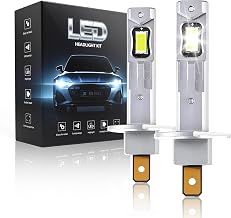 H1 LED, 6500K H1 Car LED Bulb, 55000LM Ultra Powerful H1 Led Bulb, 900% Brightness, 1:1 Halogen Size, IP68, 90000+ Hours Life Time, Plug-N-Play, Non-Polarity, 2 Pieces