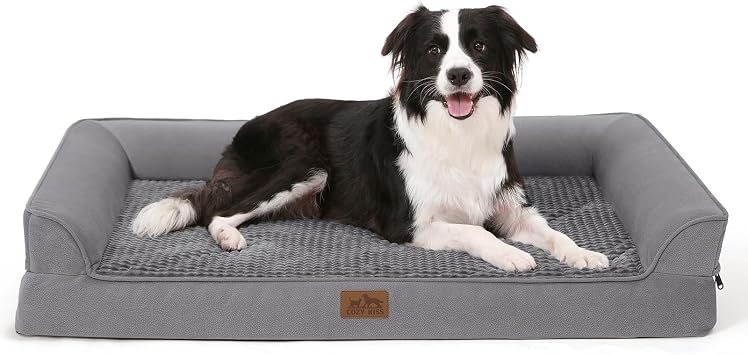 COZY KISS Orthopedic Dog Bed Washable for Extra Large Dogs, XL Grey