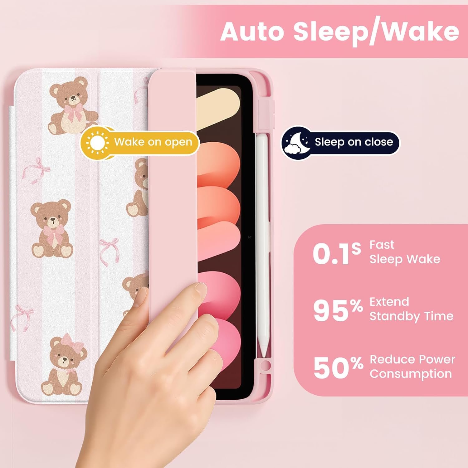 Case Compatible with iPad Pro 11 inch M5 2025 6th Generation / M4 2024 5th Generation, Shockproof Hybrid Slim Stand Cover with Clear Back Shell & Pencil Holder, Auto Wake/Sleep, Z005