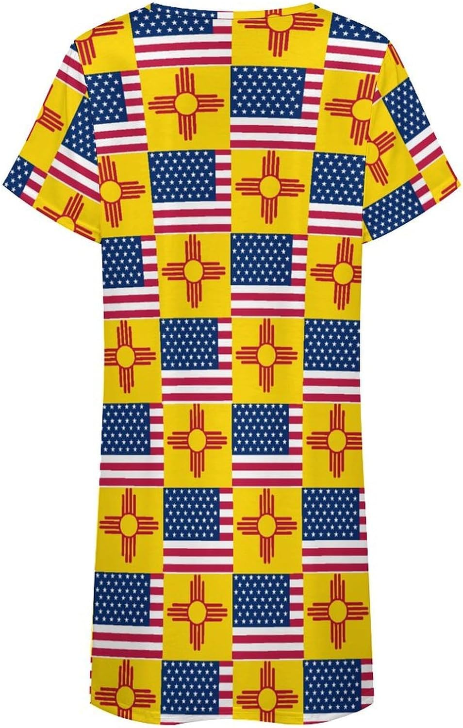 Flag of Usa And New Mexico Nightgowns for Women Short Sleeve Sleep Dress Casual Sleepshirt Night Gowns Pajamas