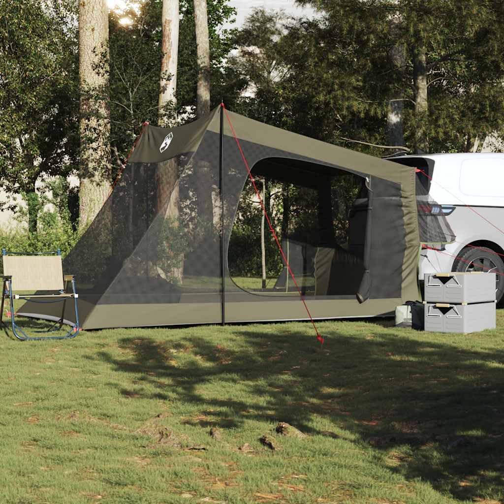 Tenda per auto impermeabile per 2 persone, verde oliva, tenda da campeggio per auto con poliestere rivestito in PU, cuciture sigillate e telo di base, facile da montare con aste e cinghie