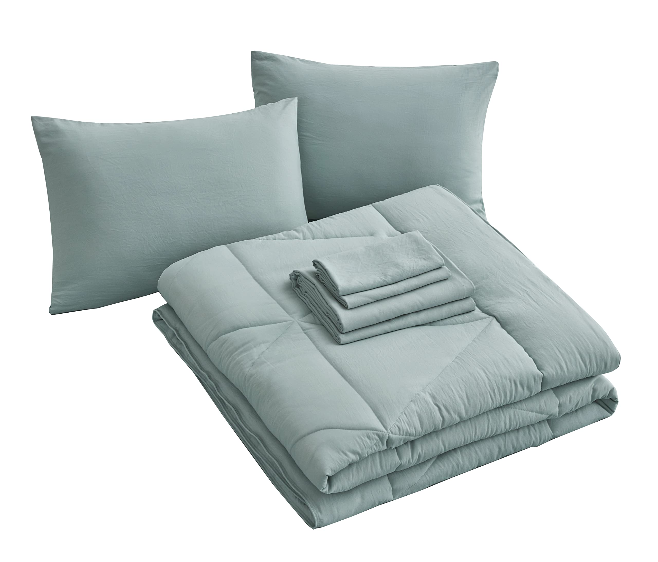 Chezmoi Collection Jasper Set Letto Matrimoniale 5 Pezzi In Microfibra Lavata Con Motivo Triangolare