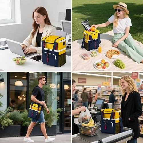 Miniatura 8 de Maelstrom Lunch Box for Women, 20L Insulated Lunch Bag Men, Leakproof Double Deck Cooler Bag, Soft Lunch Cooler with Quick Access Flip-Top Lid for