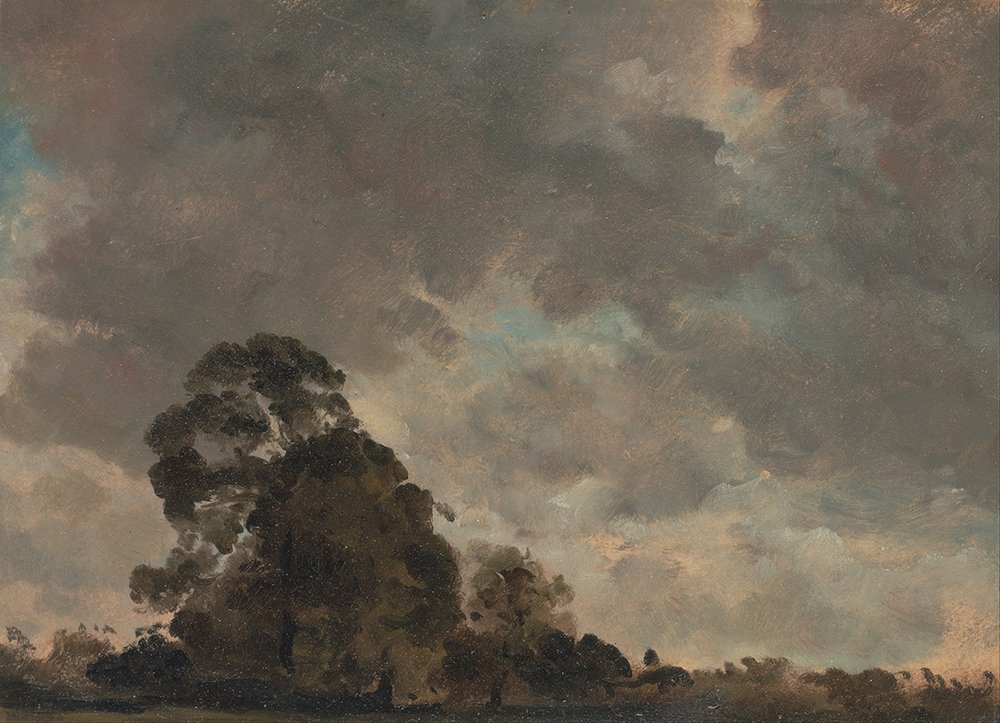 Cuadro Constable Cloud Study, decoración artística de paisaje con marco marrón 3