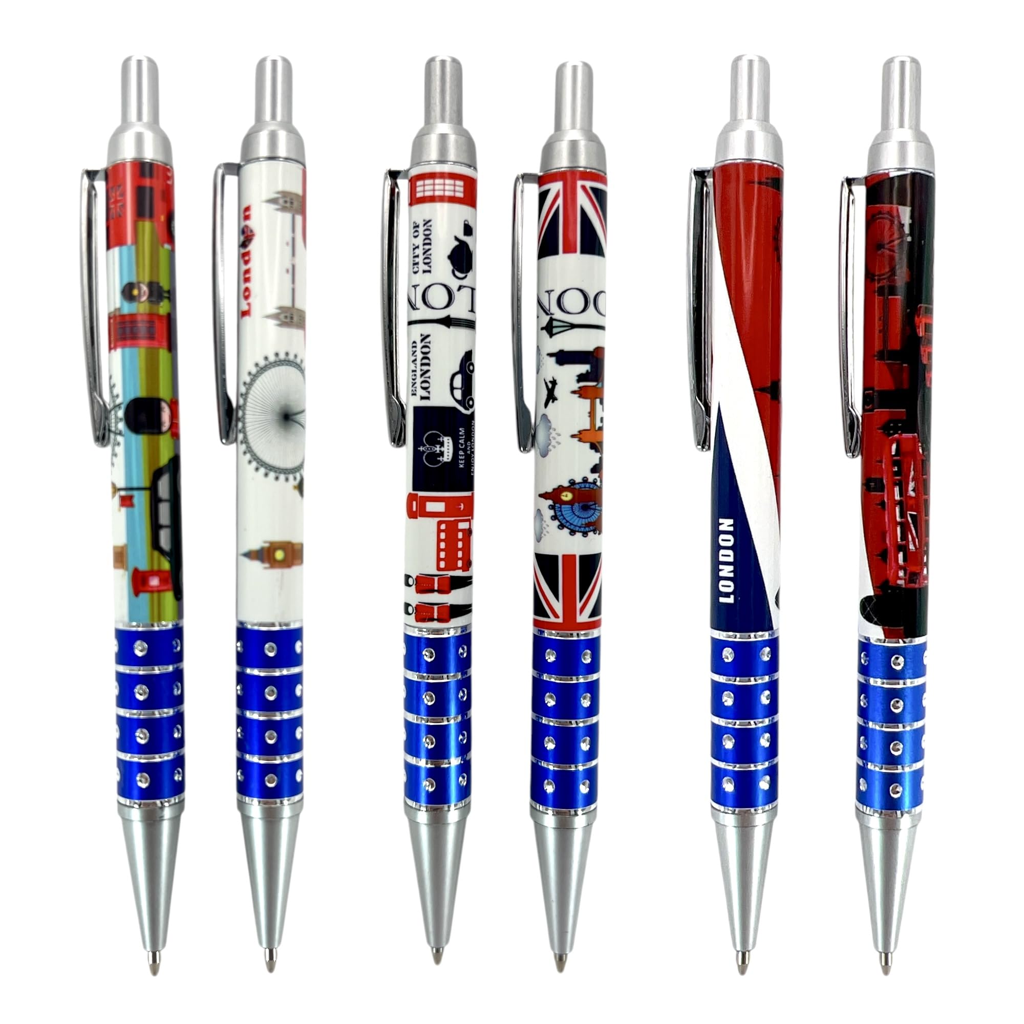 Souvenirs 6 Famous London Landmarks Design Pens - Great British UK Union Jack Pen England Collectable Gift Pen