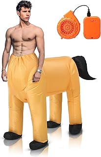Halloween Inflatable Centaur Costume with Mini Blower Fan Horse Riding Costume Blow Up Costume for Adult Men Women Halloween Cosplay Dress Up Costume