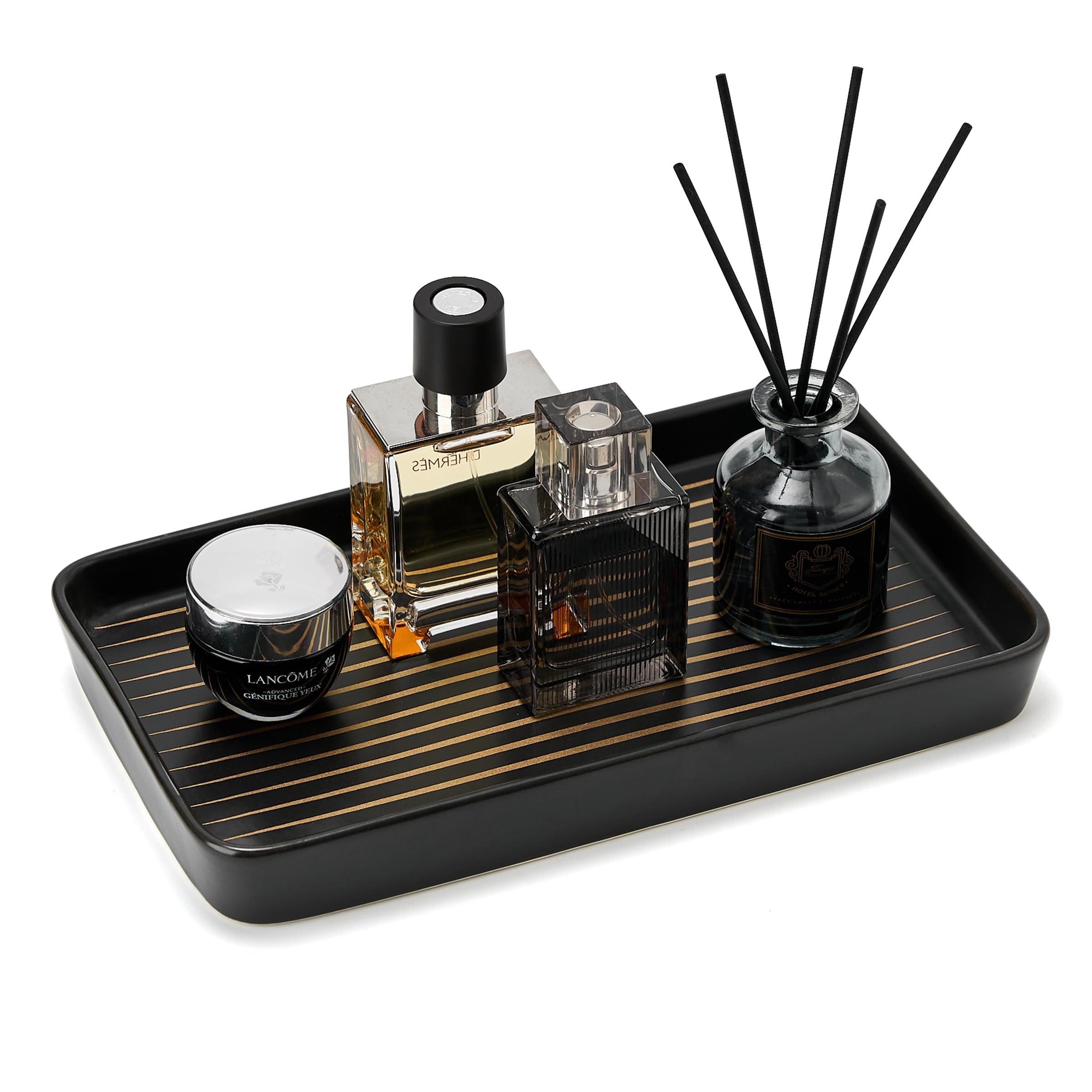 Plateau de rangement pour commode et toilettes au design noir épuré