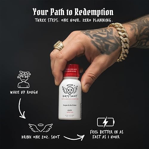 Miniatura 3 de DIRTY SAINT Disparo de recuperación de resaca - Electrolitos + complejo de vitamina B y C, desintoxicación hepática, hidratación y apoyo energético,