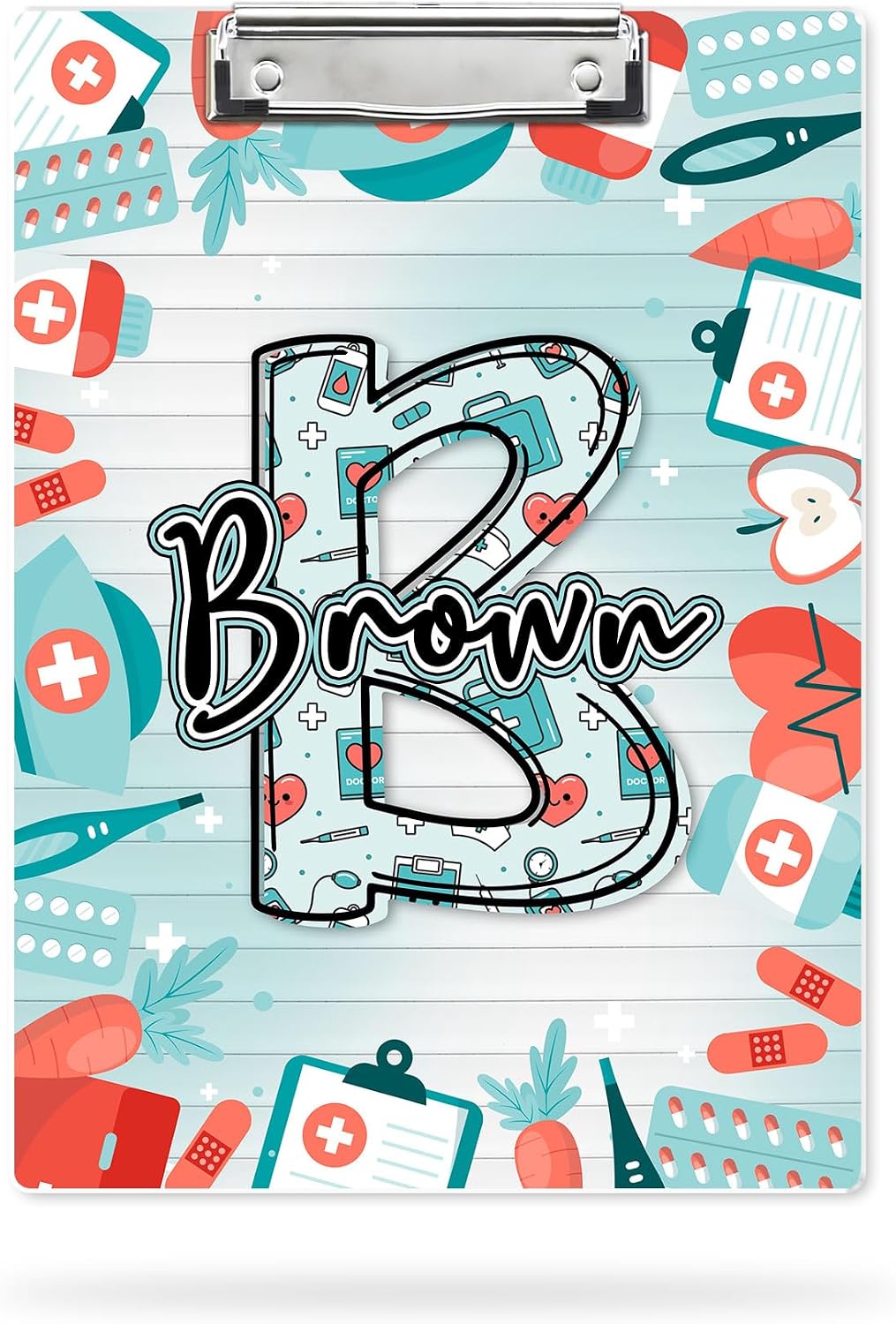 Personalized Nurse Clipboard with Monogram and Name – Cute Medical Theme Gift for CNAS, Students, Doctors – Custom Acrylic Writing Board for Hospital or Clinic Use (Nurse 2)
