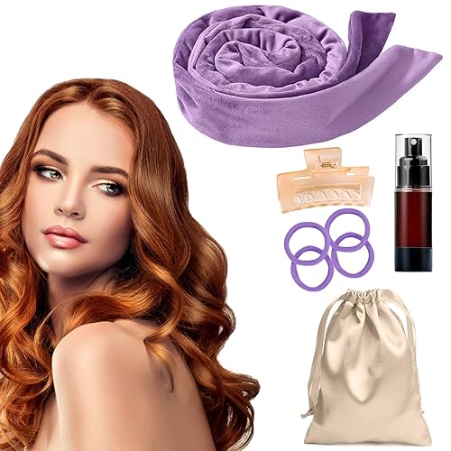 Rizador de pelo sin calor, juego de 8 piezas, 70.8 pulgadas, extra largo, sin calor, rulos de pelo con los que puedes dormir con cinta rizadora de