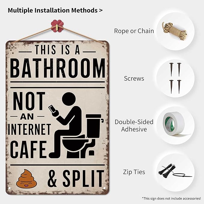 Cartel metálico vintage para baño 8x12 pulg miniatura 4
