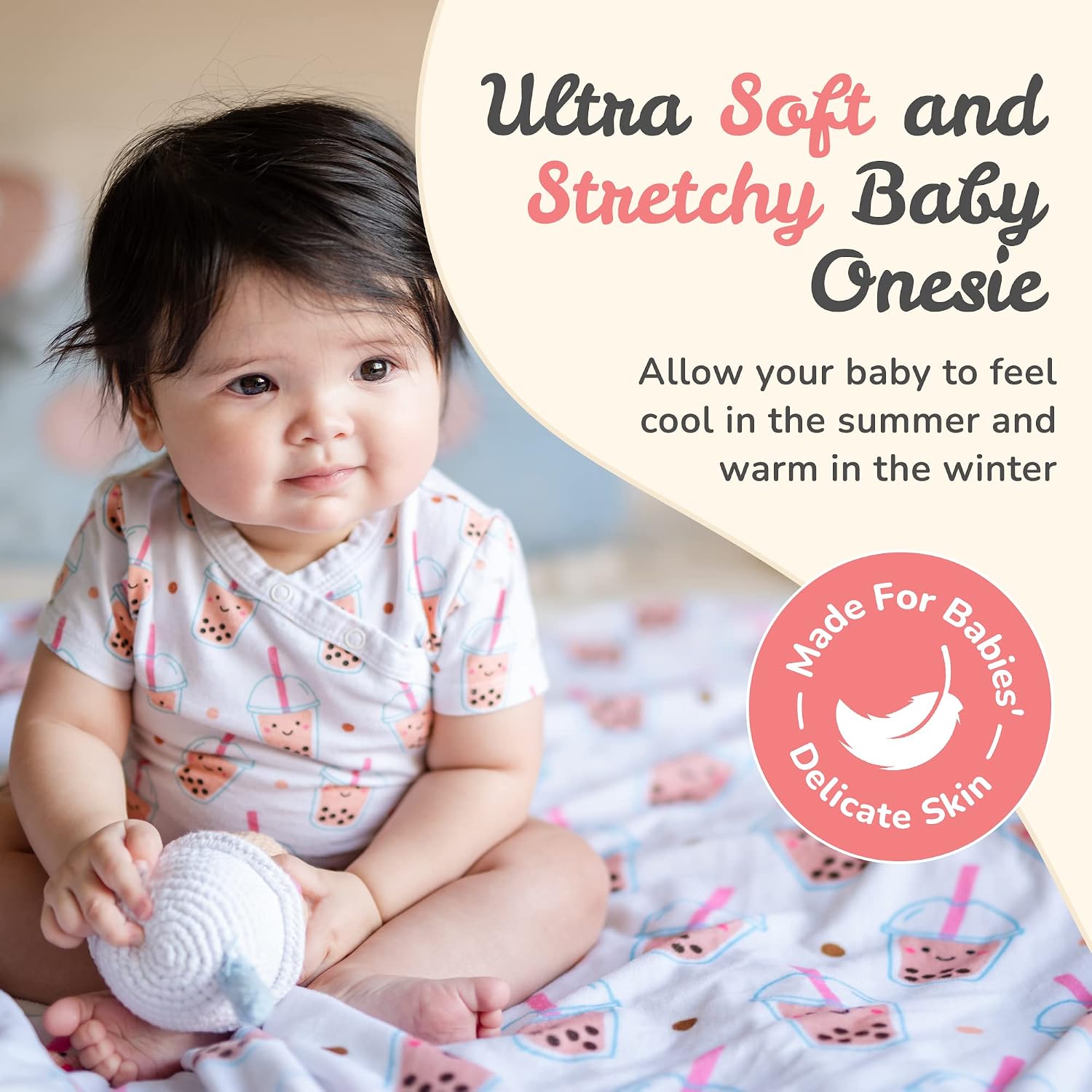 The Wee Bean Organic Cotton Onesie Baby Bodysuit, Soft and Comfortable Baby Onesies Made from Organic Cotton and Spandex