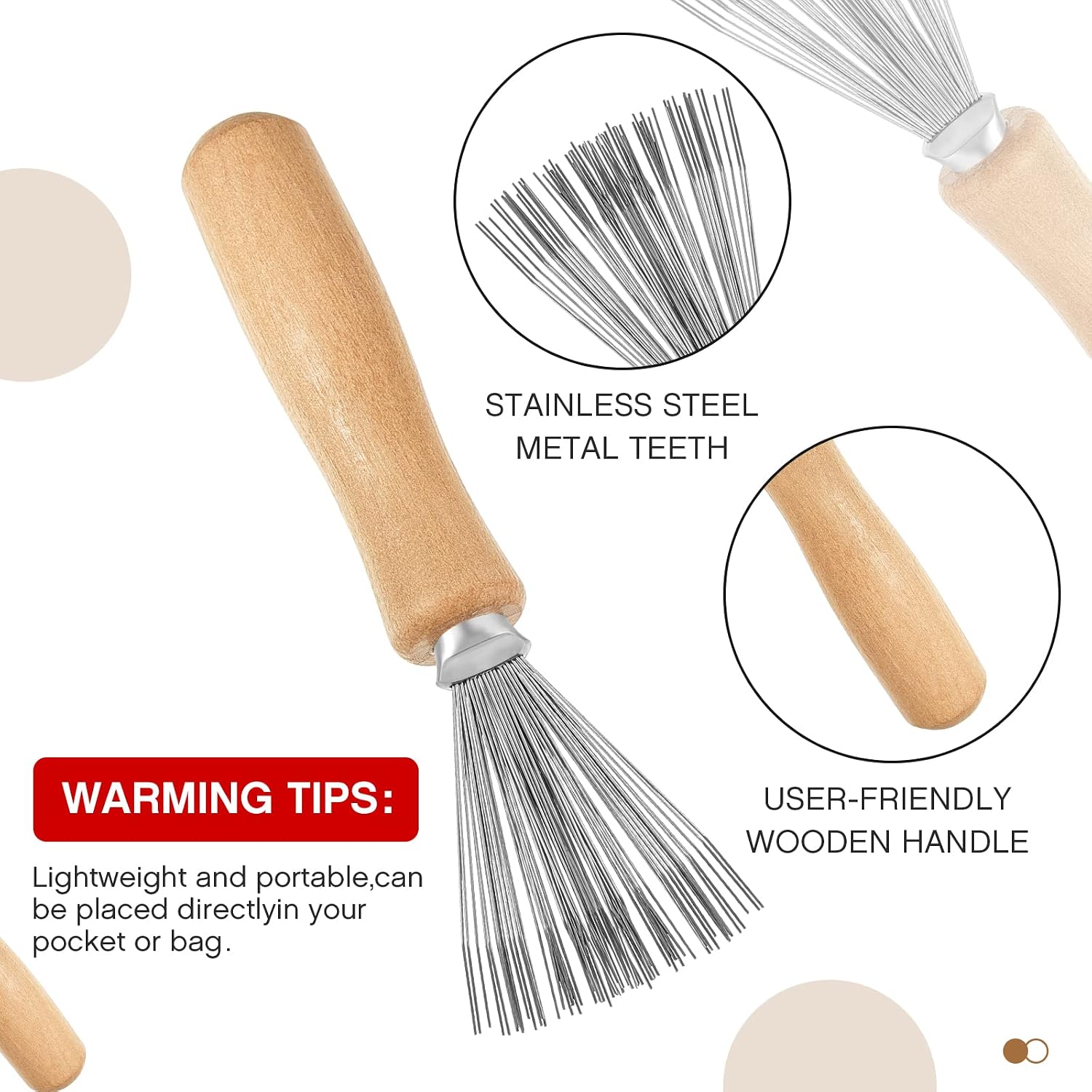 Suclain 5 Pcs Hairbrush Cleaner Tool Comb Set Mini Hairbrush Dirt Remover with Metal Wire Rake 2 in 1 Comb Cleaner for Removing Hair Dust Home and Salon Use