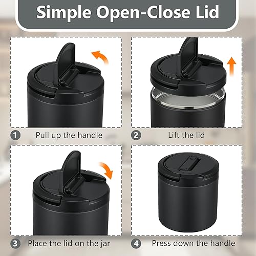 Miniatura 3 de Recipientes térmicos para sopa para adultos de 40 onzas de ancho, con aislamiento térmico a prueba de fugas, acero inoxidable al vacío con asa