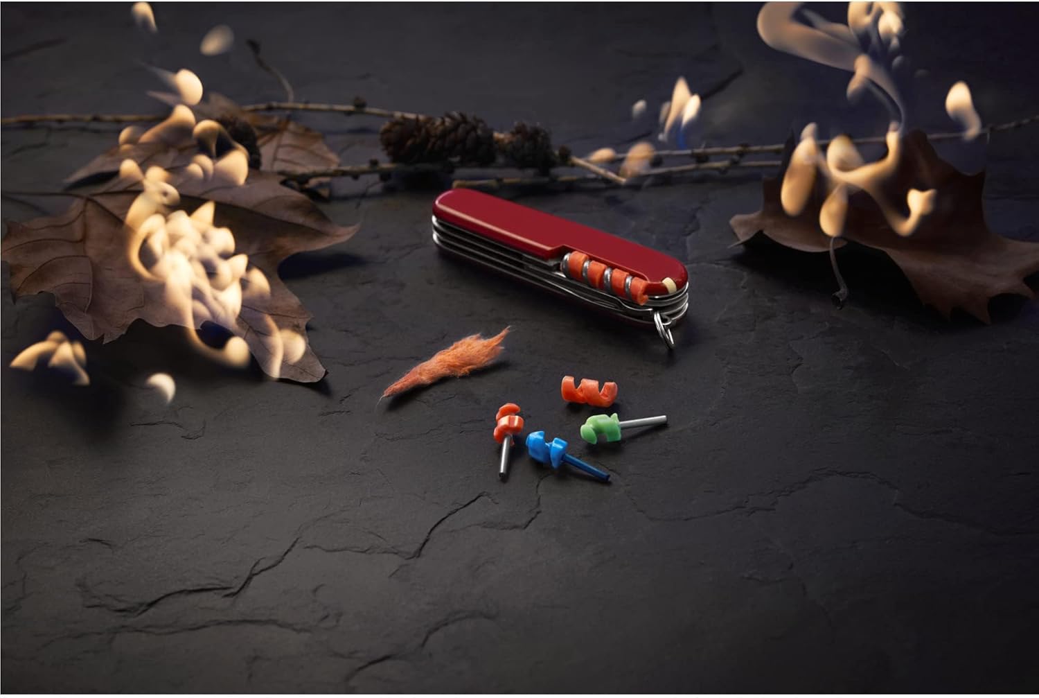 Victorinox Fireant Mini Tools - Compact 3 Piece Fire-Starter Set Compatible with 84, 85, 91 and 111 mm Swiss Army Knives