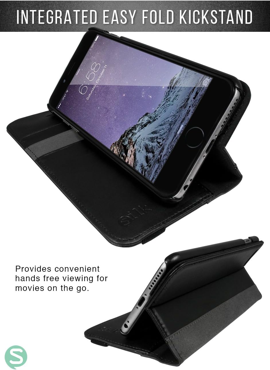 Smartish iPhone 6/6s Wallet Case - Folio Wallet Case for iPhone 6/6s (4.7") - [Protective Portfolio Cover with Foldable Kickstand] (Silk) - Black Tie Affair