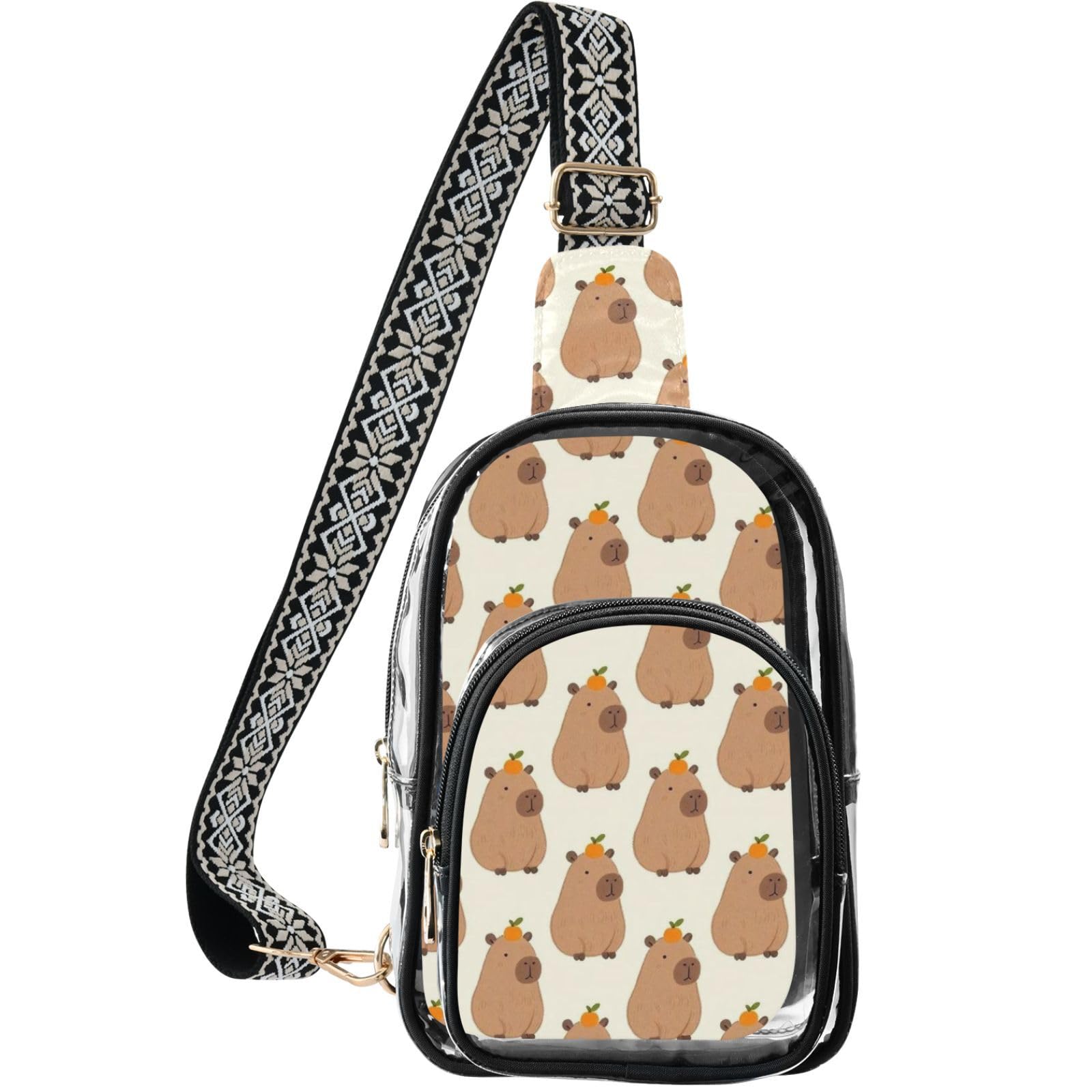 Riñonera transparente compacta y elegante con estampado original de capibaras 8