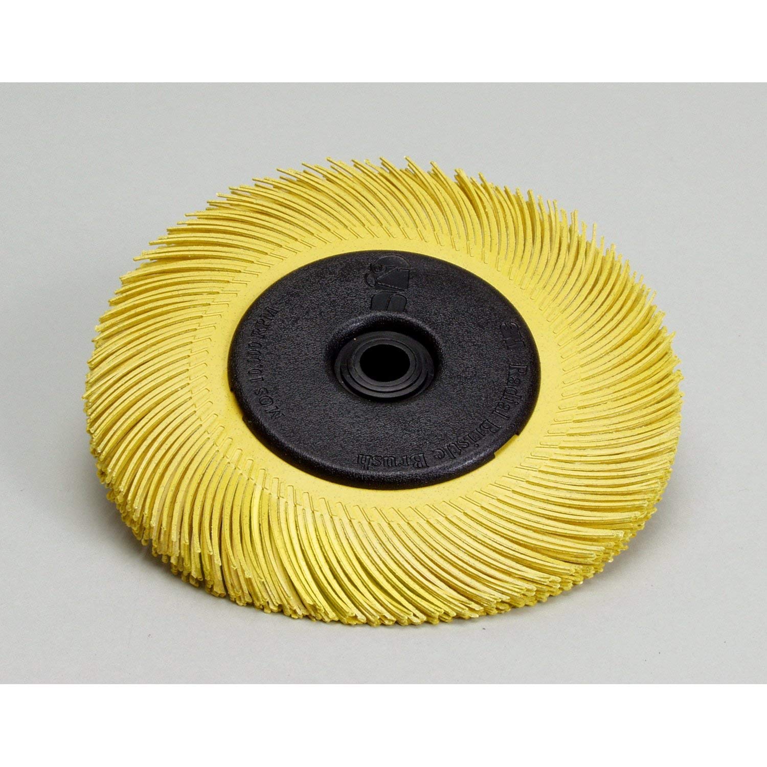 3M Scotch-Brite Radial Bristle Brush, Aluminum Oxide, 6000 rpm, 7-79/128" Diameter x 1" Width, 80 Grit, Yellow (Pack of 1)