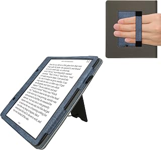 kwmobile Case Compatible with Amazon Kindle Scribe Case - Faux Leather/Suede Case with Stand - Dark Blue/Grey