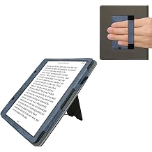 kwmobile Cover Compatible with Amazon Kindle Scribe 2022/2024 Cover - Faux Leather/Suede Case with Stand - Dark Blue/Dark Grey