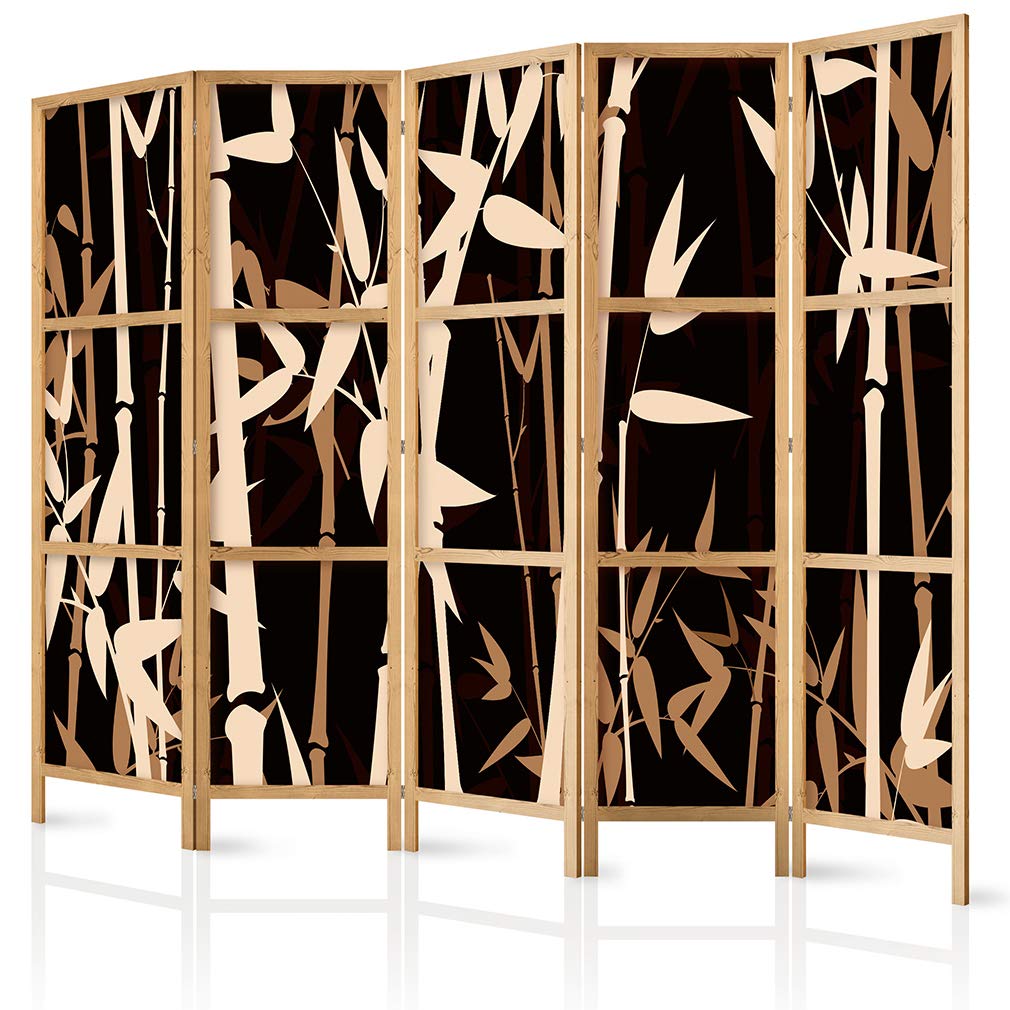decomonkey 5 panel Room Divider - 89" x 68" / 225 x 171cm Nature Bamboo Flowers Decorative Privacy Screen for Room Separation Home Office Spa — image 1