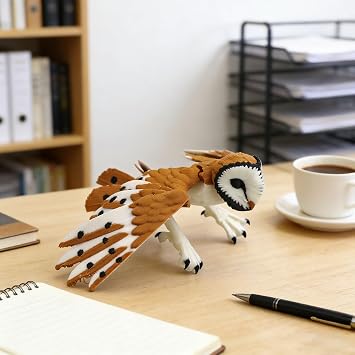 3D Printed Barn Owl Flexible Articulated Figurine Stress Relief Desk Toy Collectible Sculpture for Home Office Decor