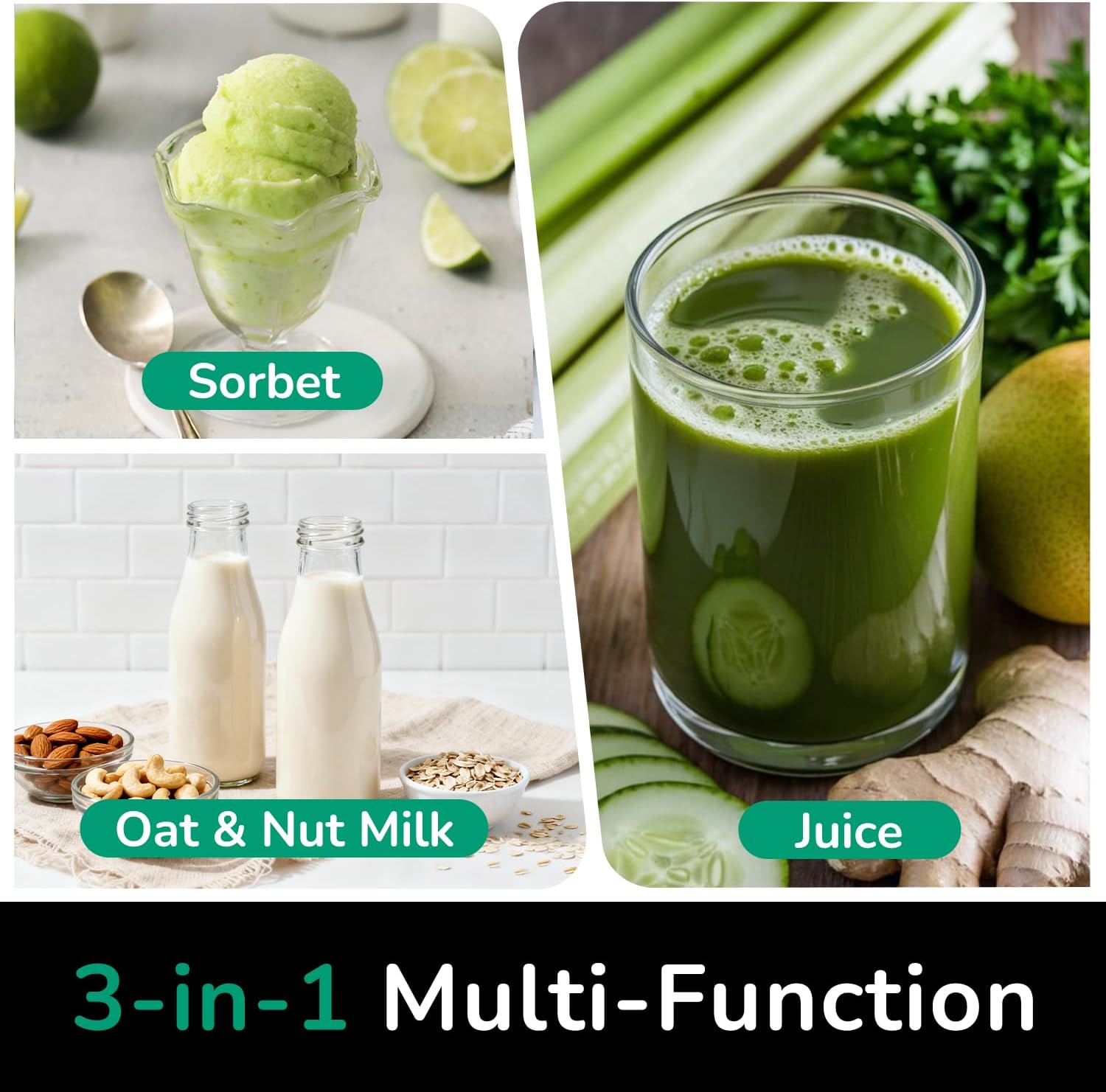 Canoly Canoly Juicer Machines, 150 MM&2.6L Large Feed Chute Cold Press Masticating Juicer thumbnail 3