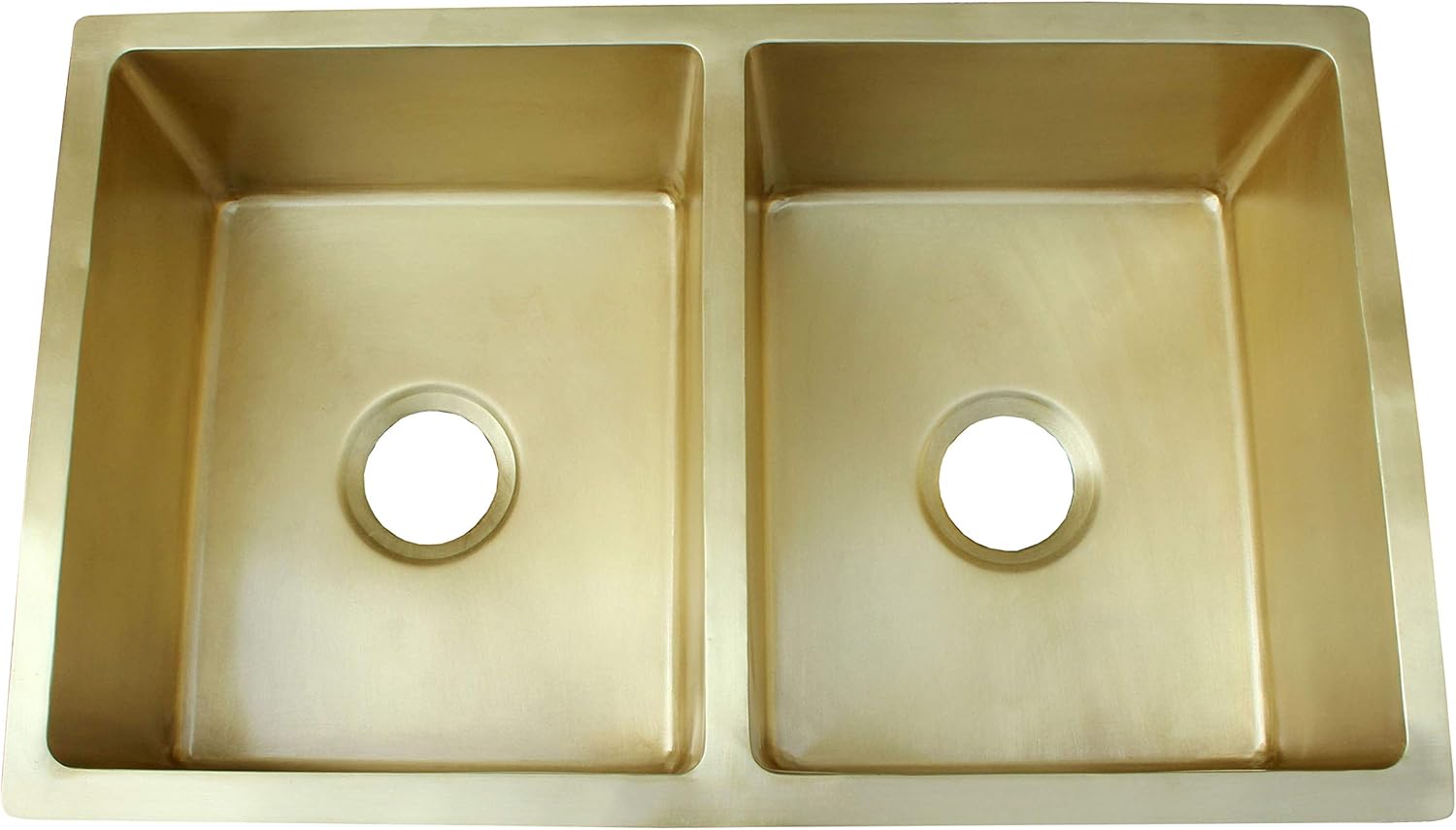 Custom Kitchen sink withou Apron Front 14 Gauge Solid Copper Undermount Double Bowl Handcrafted by Sinda KEU341BRASS