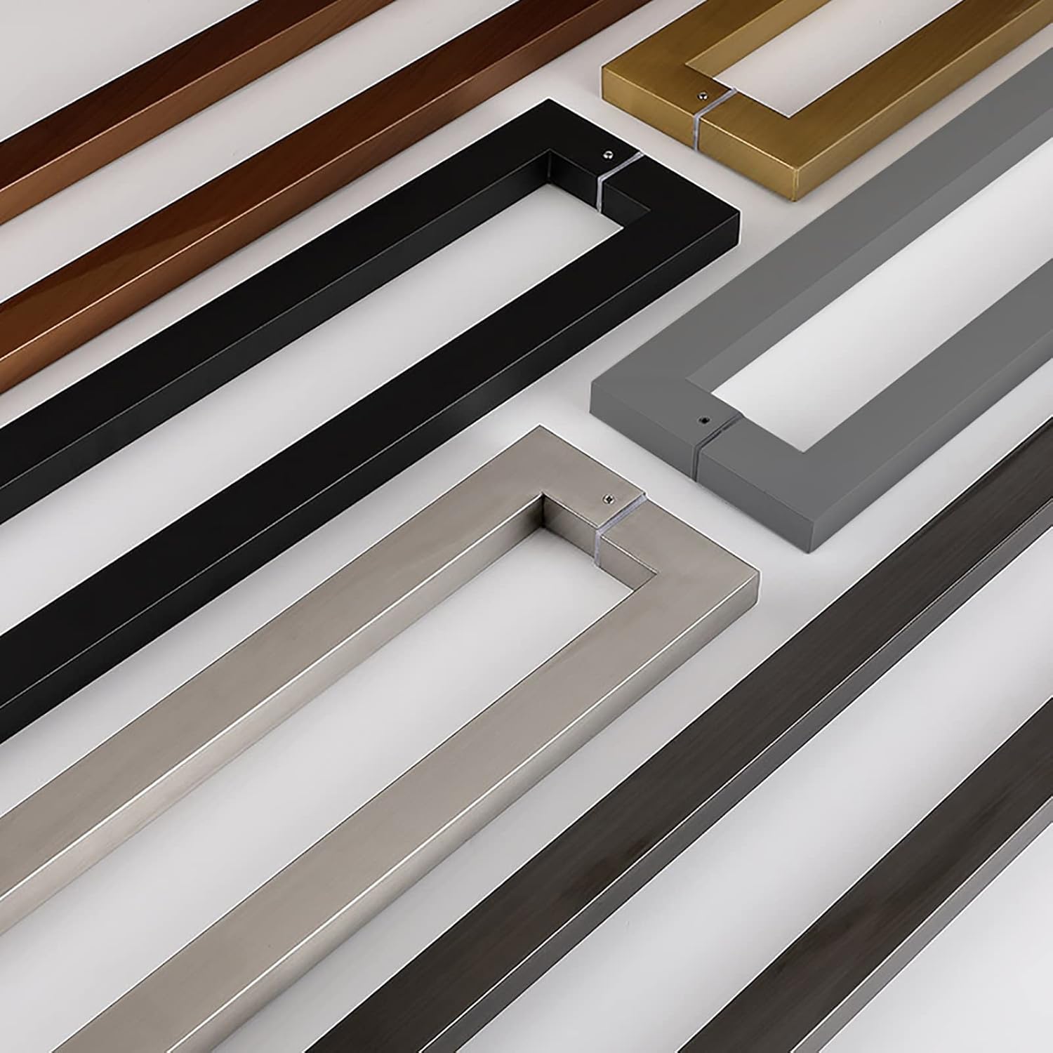 Stainless Steel Door Handle Set with 24 Inch Matte Black and Gray Finish for Barn Bathroom Entry and Gates