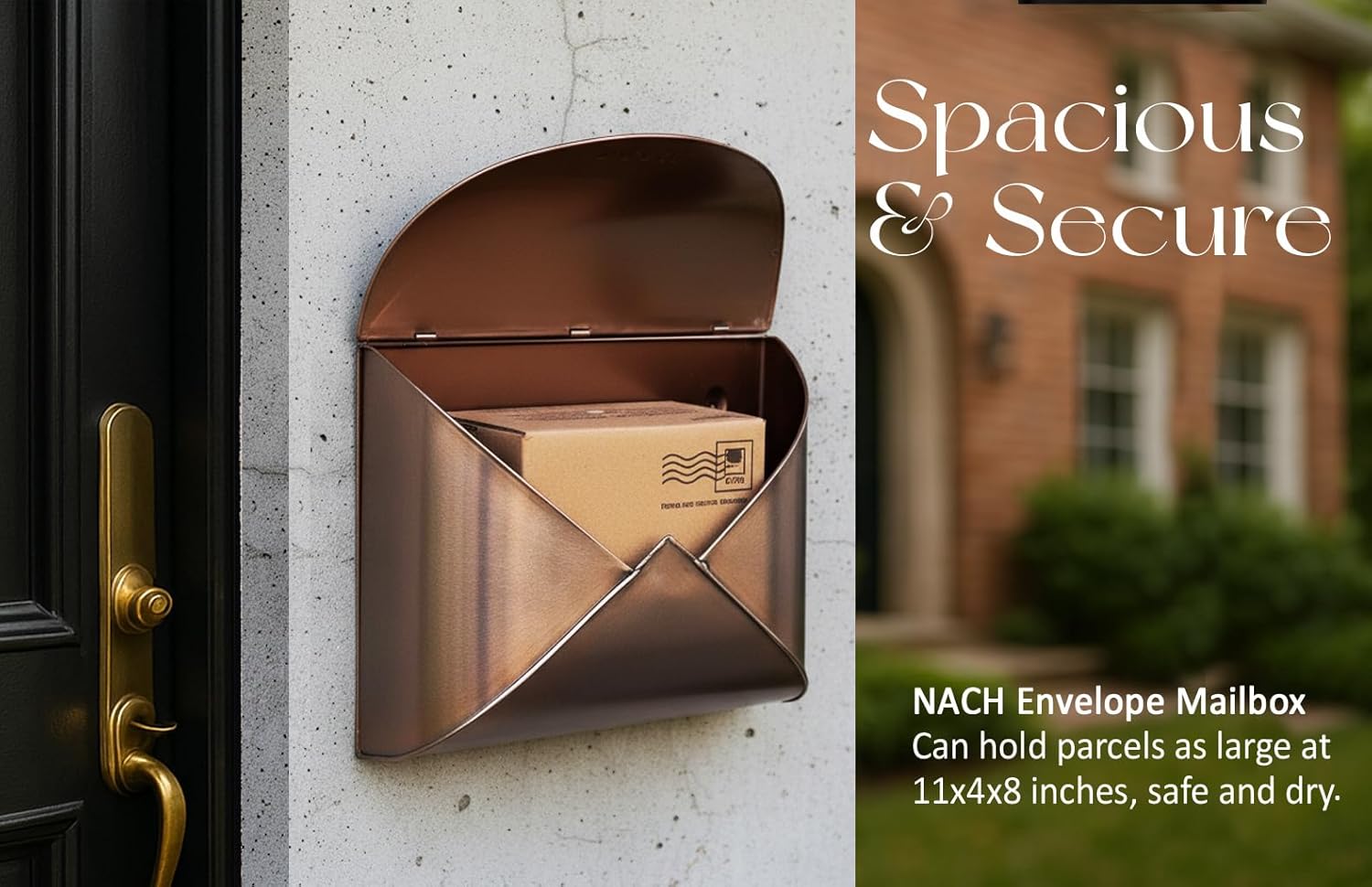 NACH Wall Mount Mailboxes for Outside, 12.5 x 5 x 10 inch Copper Wall Mailboxes for Outside, Waterproof Mailboxes for Outside - Envelope Mailbox