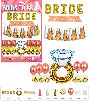 Bride To Be Bekarlığa Veda Parti Süsü Seti, Rose Gold Folyo Balonlu Gelin Partisi Dekorasyon Seti, Konfeti Balon ve Yüzük Balon Dahil